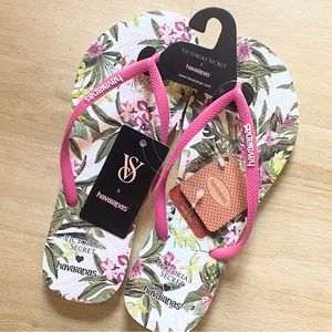 Havaianas x Victoria's Secret Slim Flip-Flop Pink Tropical Floral Size 9/10
